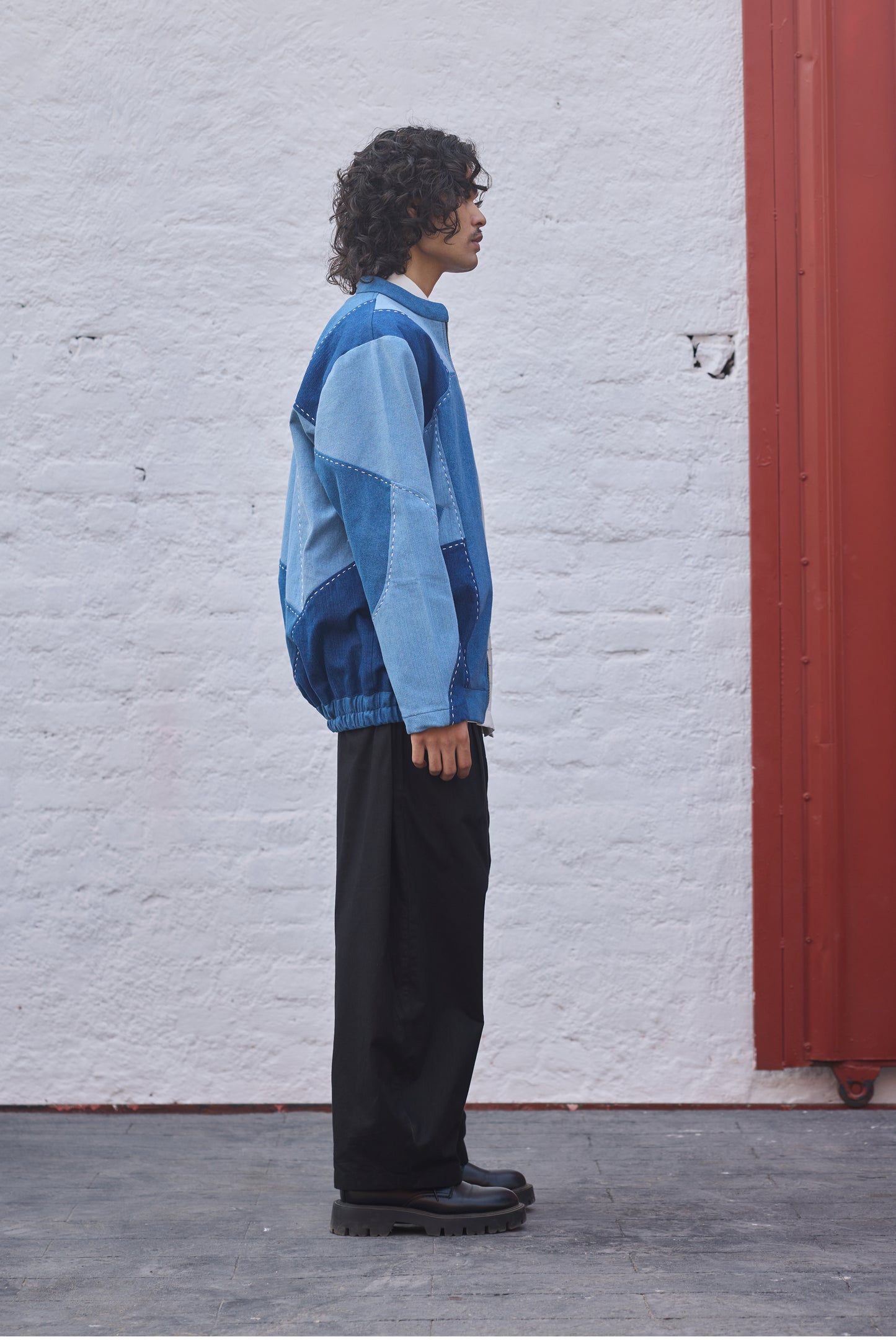 Denim Patchwork bomber jacket