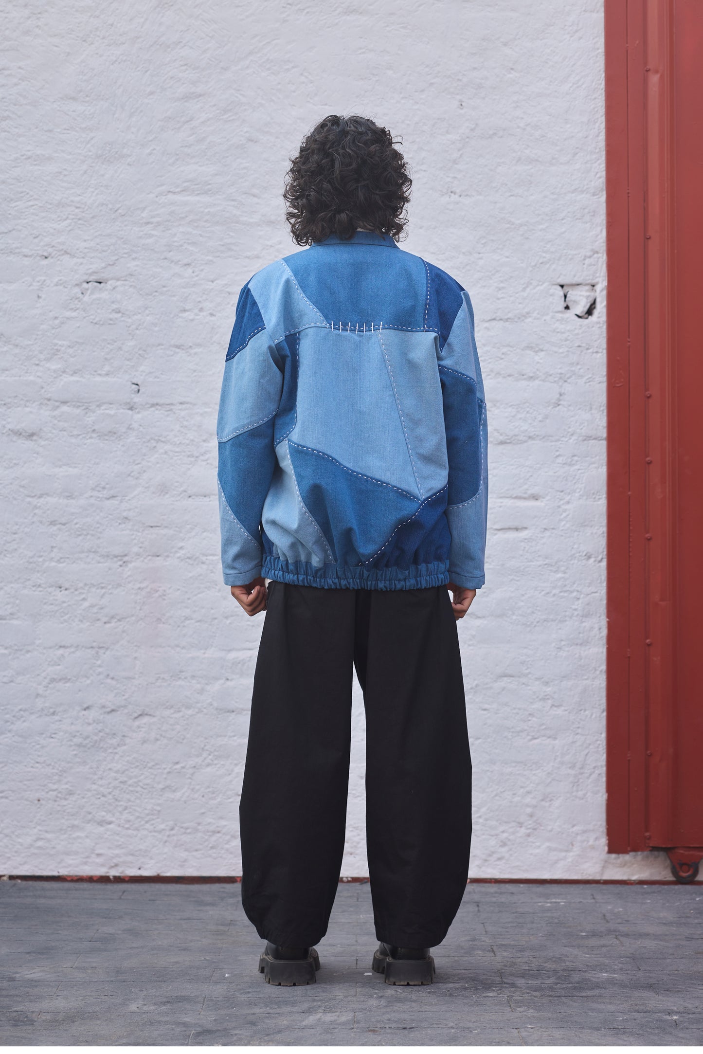 Denim Patchwork bomber jacket